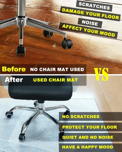 Miniatura 5 de Tapete para silla de oficina para suelo de madera dura, 48 x 60 pulgadas, tapete de oficina con ruedas de alta calidad premium, tapete Gris azulado