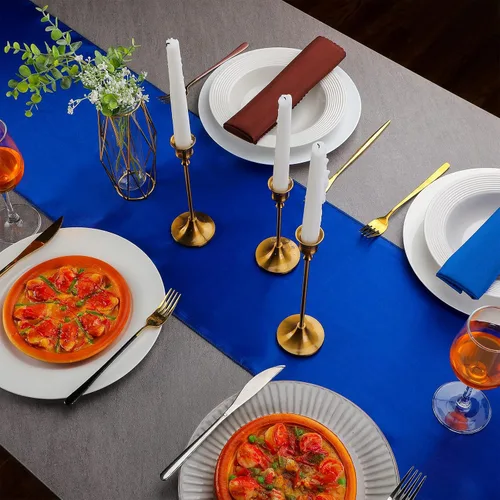 Miniatura 4 de Kinlop Camino de mesa de satén colorido de 12 x 108 pulgadas, camino de mesa de seda para fiestas, bodas, banquetes, graduaciones, decoración