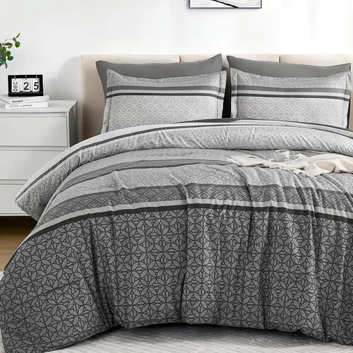Miniatura 15 de WONGS BEDDING Juego de edredón Beige tamaño Queen, juego de 7 piezas de edredón y sábanas con tiras en una bolsa, juego de ropa de cama