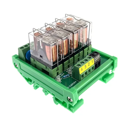 Miniatura 2 de Módulo de interfaz de relé de montaje en carril de 4 canales AC/DC 24V Relé de potencia enchufable PNP NPN SPDT 16A, G2R-1-E