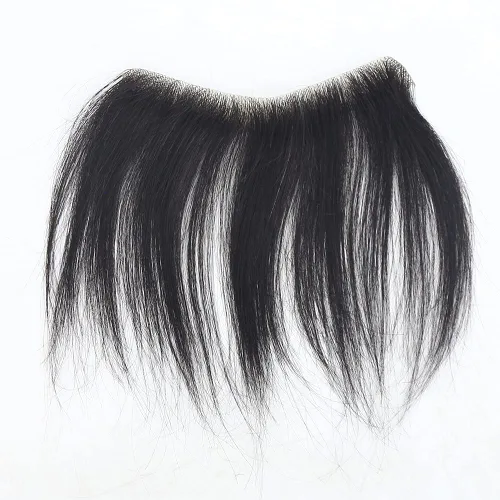 Miniatura 6 de Tupé de línea capilar para hombre, 0.7 x 6 pulgadas, en forma de V, color negro natural, para hombres, cabello humano real, tupé, piel suave y fina
