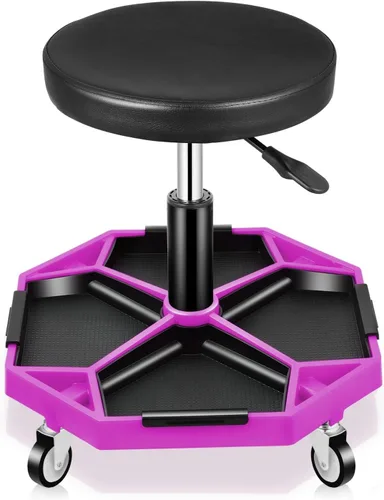 Miniatura 11 de Taburete Auto Dynasty para Mecánico, Asiento Neumático Ajustable y Rodante para Taller de Garaje con Bandeja para Herramientas, Asiento Rodante