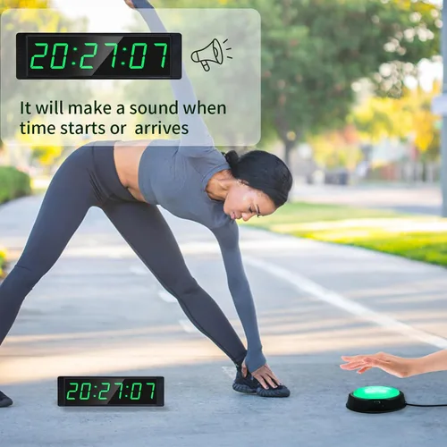 Miniatura 3 de YZ Reloj de gimnasio para gimnasio en casa con botón de inicio/parada, temporizador de intervalos para entrenamiento, cronómetro/temporizador