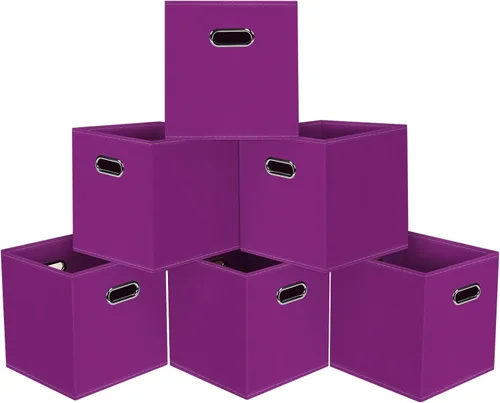 Miniatura 14 de Cubos de Almacenamiento Plegables Negros, Cajas de Almacenamiento de Tela, Organizadores de Cubos con Asas Duales para Organizador del Hogar, Juego