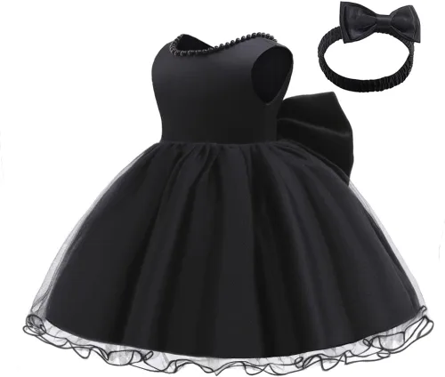 Miniatura 3 de LZH - Vestido de bebé para niñas con volante, encaje, espalda descubierta y lazo - Incluye accesorio para la cabeza - Vestido con flores