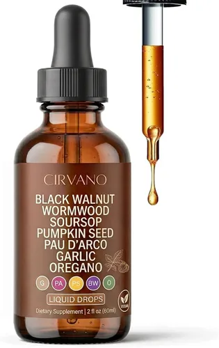 Cirvano Gotas de desintoxicación de ajenjo negro de nuez y clavo, Nutralis - Líquido de limpieza intestinal de nogal negro ajenjo, reduce la
