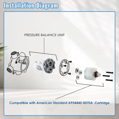 Miniatura 5 de Dreyoo 1 paquete de cartucho de equilibrio de presión compatible con válvula de ducha American Standard R110/R115 A954.4400070A para grifos