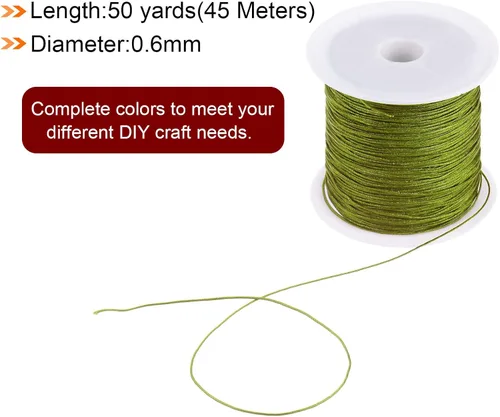 Miniatura 2 de HARFINGTON 1 rollo de hilo de nailon para nudar de 0.024 in, 50 yardas de nailon trenzado para manualidades, cuerda de satén para pulsera, collar