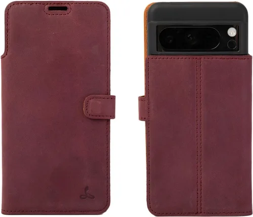Snakehive Funda de cuero tipo cartera para Google Pixel 8 Pro || Cartera vintage || Cuero genuino con soporte de visualización y 3 tarjeteros ||