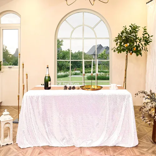 Miniatura 47 de Manteles redondos de lentejuelas negros para fiestas, de 121,9 cm, mantel redondo de purpurina ajustado, pequeño, lindo y dulce, para boda