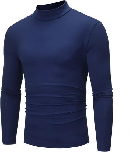Muscularfit Suéteres casuales para hombre, cuello alto, manga larga, tejido de punto grande y alto, forro polar, suéteres cálidos