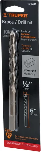Miniatura 4 de TRUPER BCT-1/2X6-B Brocas para mampostería, en ampolla. Vástago de 11/32" 1/2" 6" (152mm)