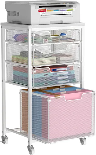 Miniatura 9 de Sbanmao - Carrito de Archivos Rodante con 4 Cajones de Almacenamiento, Archivador para Hogar y Oficina, Organizador de Carpetas Colgantes con Ruedas