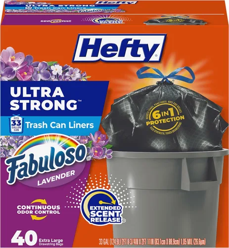 Miniatura 12 de Bolsas de basura extra grandes Hefty Strong, negras, 33 galones, 48