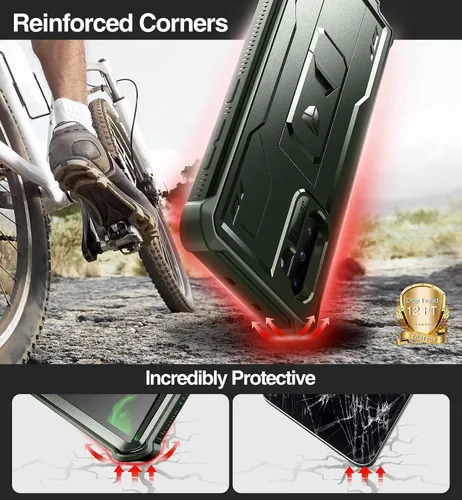 Miniatura 3 de Dexnor Funda para Samsung Galaxy Note 10, [Protector de pantalla y soporte integrados] Protección de grado militar pesado a prueba de golpes