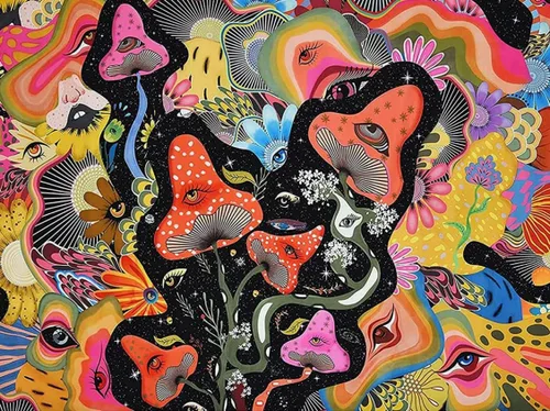 KTHOFCY Kits de pintura de diamantes 5D para adultos y niños, bordado de hongos trippy con punta de cruz, pinturas de diamantes de imitación de