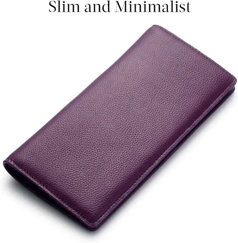 Miniatura 2 de Bveyzi Billeteras de cuero ultrafino con bloqueo RFID para tarjetas de crédito, billetera plegable para mujer