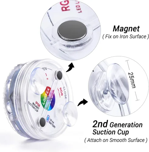 Miniatura 5 de LOFTEK Luces LED sumergibles con mando a distancia, 13 luces LED para piscina de 16 colores que cambian bajo el agua para estanque con imanes