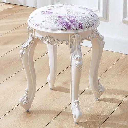 Taburete de tocador, taburete de maquillaje, banco acolchado, asiento de piano en dormitorio, baño, pata de acero de plástico ABS, 16.9 in (color:
