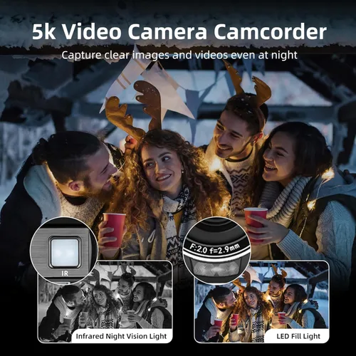 Miniatura 3 de ORDRO Cámara de video 5K videocámara WiFi visión nocturna Vlogging Cámara para YouTube, cámara 4K 56MP 18X Cámara de vídeo con zoom digital