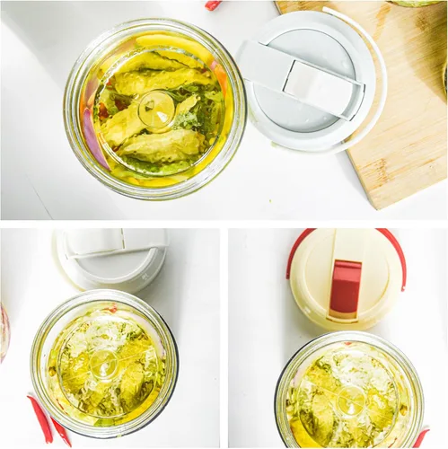 Miniatura 5 de Juego de 4 pesos de fermentación de vidrio para tarros de conservas de boca ancha para conservas, peso de fermentación, mango de fácil agarre, punto