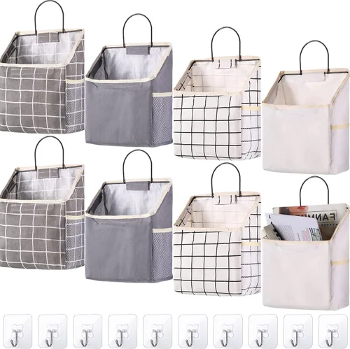 Boao Paquete de 8 bolsas de almacenamiento para colgar en la pared, bolsas organizadoras de almacenamiento de pared con ganchos, cesta colgante