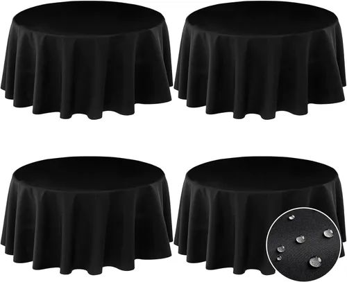Miniatura 16 de BYDOLL Mantel redondo de 48 pulgadas para mesa de máximo 38 pulgadas de diámetro, poliéster burdeos, lavable, sin arrugas, a prueba de derrames