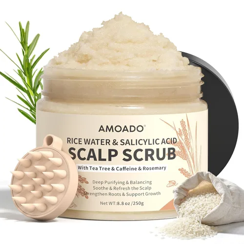 Miniatura 9 de AMOADO Exfoliante para el Cuero Cabelludo, Exfoliante para el Cuero Cabelludo con Aceite de Semilla de Calabaza con Biotina y Romero, Desintoxicante