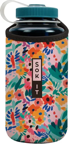 Miniatura 197 de Sok It BotlSok Funda para botella de agua con cubierta de neopreno aislante (Floral abstracto, se ajusta a CamelBak o Nalgene de 12 onzas)