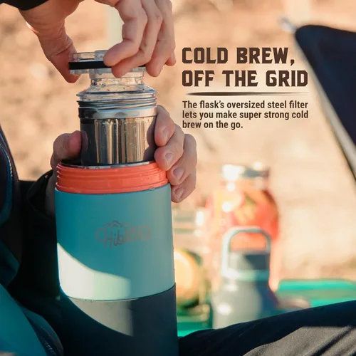 Miniatura 7 de HIBEAR Frasco de Aventura Todo el Día de 32 oz - Como se Vio en Shark Tank - La Multiherramienta Aislada de Botellas de Bebidas - Vertido Artesanal