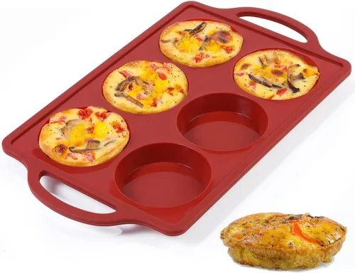 Miniatura 17 de CAKETIME Molde para huevos de silicona con marco reforzado de metal de 3 pulgadas para sándwiches de desayuno, molde redondo de silicona