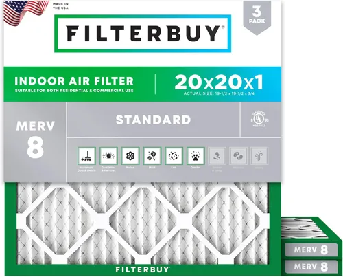 Miniatura 30 de Filterbuy - Filtro de aire MERV 8 de 21x22x1 de defensa esencial contra el polvo y las alergias (paquete de 3), filtros plisados electrostáticos