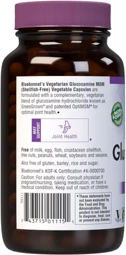 Miniatura 3 de BlueBonnet Suplemento vegetariano de glucosamina Plus MSM, 120 unidades ('743715011151)