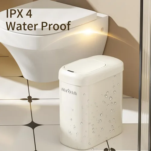 Miniatura 7 de MRBIN Bolsa de absorción con sensor de movimiento, cubo de basura de baño con tapa y ruedas, cesta de basura automática de 2.6 galones