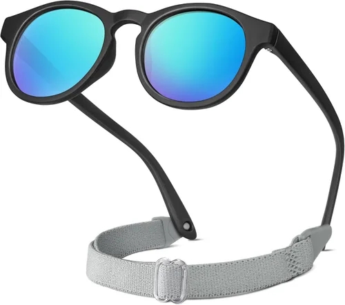 Miniatura 12 de RIVBOS Gafas de sol para bebés niños y niñas con correa UV400 polarizadas flexibles para niños pequeños, bebés y recién nacidos (0-24 meses) RBK0231