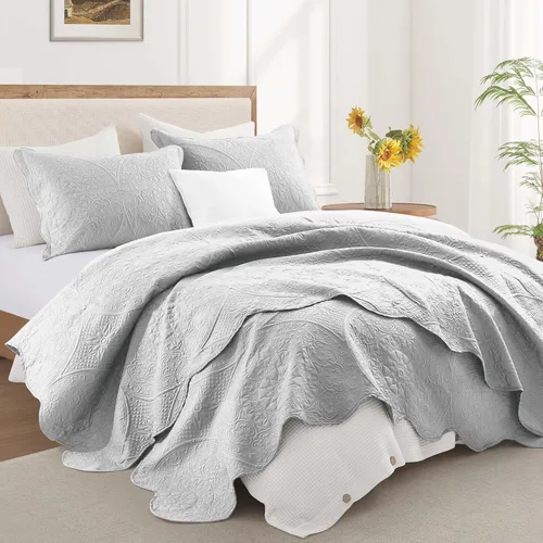 Miniatura 22 de MOONLIGHT20015 Edredón tamaño King (106 x 96 pulgadas) con 2 fundas de almohada (20 x 36 + 2 pulgadas) para todas las estaciones, juego de cama Azul
