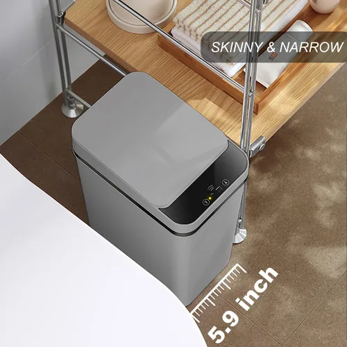 Miniatura 3 de Yatmung 2 Pack - Cubo de basura con sensor de movimiento de 2.5 galones para baño - Botes de basura inteligentes delgados - Bote de basura delgado
