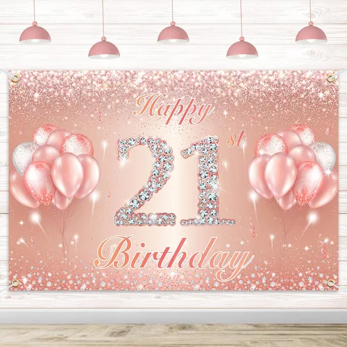Miniatura 43 de Fondo de pancarta de feliz cumpleaños 10 – Suministros de decoración de fiesta de cumpleaños 10 para niñas o niños – Oro rosa 4 x 6 pies