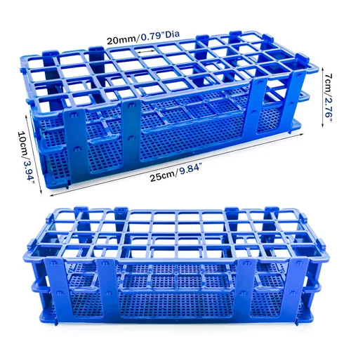 Miniatura 2 de Paquete de 3 estantes de plástico para tubos de ensayo, 21 agujeros, soporte para tubos de ensayo de laboratorio para tubos de ensayo de 1.181 in