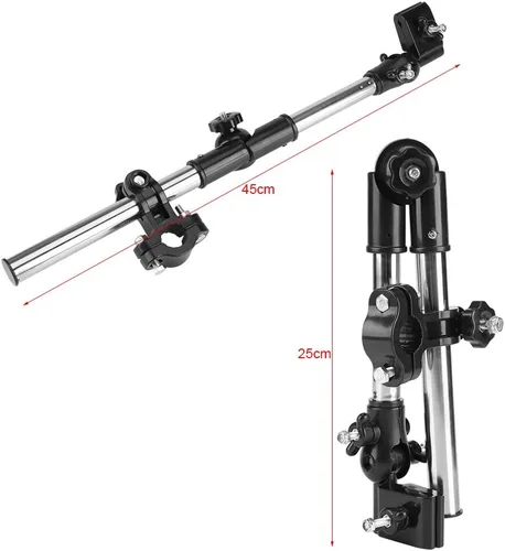 Miniatura 4 de Soporte de montaje de paraguas ajustable de 360°, soporte de montaje elástico de acero inoxidable, soporte de conector de paraguas para cochecito