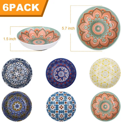 Miniatura 2 de Cuencos de cerámica para gatos, paquete de 6 cuencos coloridos para gatos, platos antideslizantes para gatos, cuencos anchos para mascotas aptos
