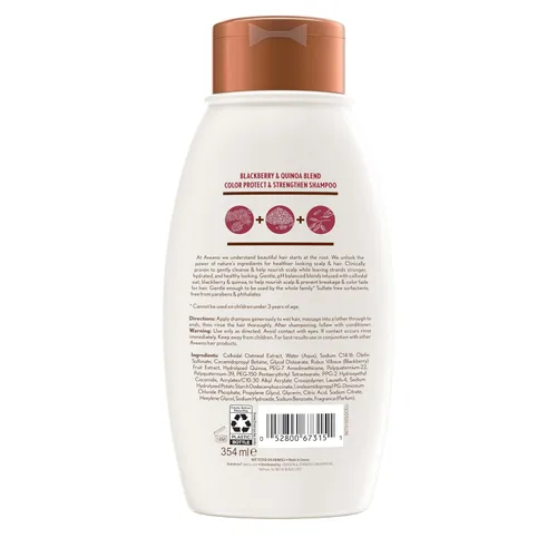 Miniatura 9 de Champú OGX Aveeno Color Protect Strengthen+ Moras y Quinoa, Fresco, 12 onzas líquidas