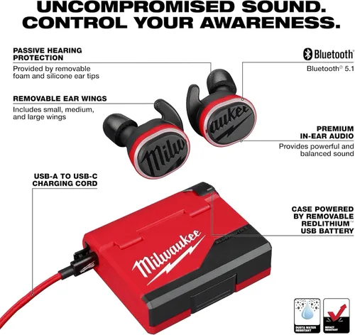 Miniatura 2 de Milwaukee Electric - Auriculares para oídos USB BLUETOOTHREG para puesto de trabajo