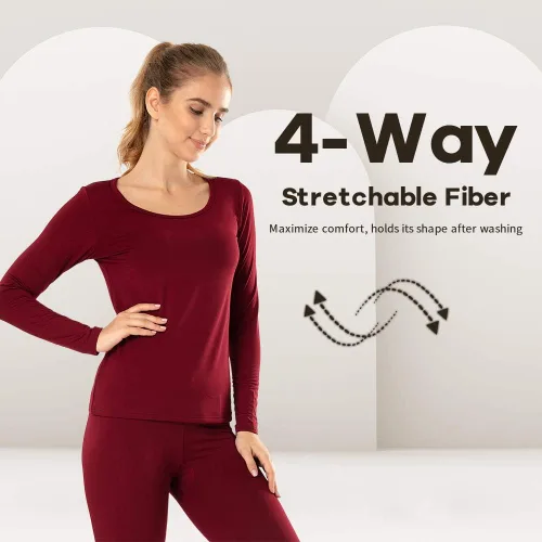 Miniatura 21 de MANCYFIT Tops térmicos para mujer, camisa con forro polar, manga larga, capa base, cuello en V