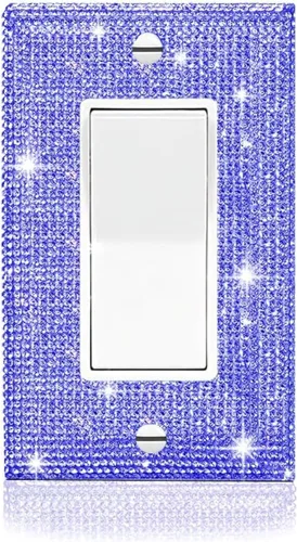 Miniatura 24 de 1 pieza Cubiertas de enchufe brillantes con diamantes de imitación, placas de pared para cubrir interruptores de luz, placa decorativa de imitación
