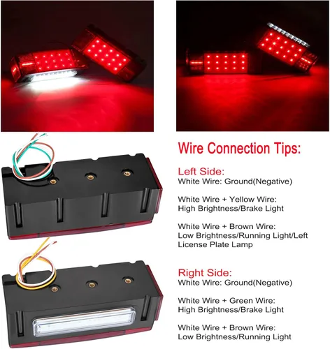 Miniatura 3 de Luces LED para remolque de barco, kit de luces LED sumergibles para remolque con arnés de cableado, luces traseras de parada combinadas, luces