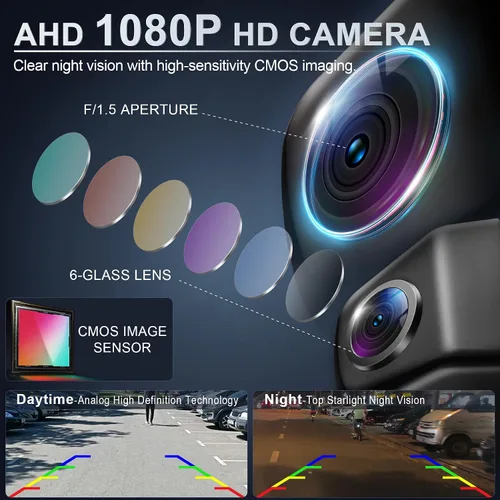 Miniatura 3 de LivTee Cámara frontal/de respaldo, cámara inversa, ultra gran angular HD de día y noche, cámara de visión trasera para automóvil, SUV, camioneta