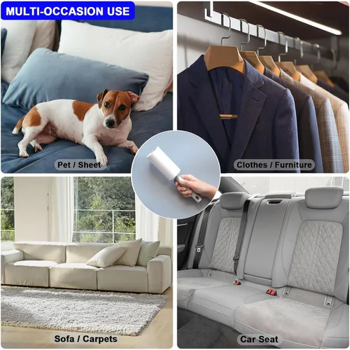 Miniatura 5 de Rodillos quitapelusas para pelo de mascotas extra pegajosos, juego de mega valor de 220 hojas, removedor de pelusa para ropa, sofá, alfombra, perro