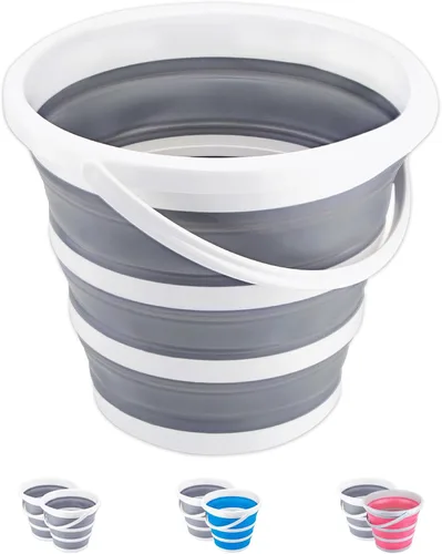 Cubeta plegable de 10 L/2.6 galones, cubeta de limpieza para fregona, plegable, portátil, pequeños suministros de agua de plástico para exteriores,