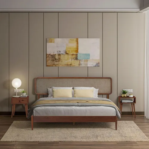 Miniatura 14 de NTC Lupin - Base de cama de madera con cabecero, base de madera de roble macizo y goma con listones silenciosos y soportes centrales de madera